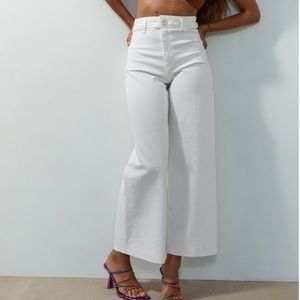 Size 0 Zara high-rise marine jean white wide leg NWT